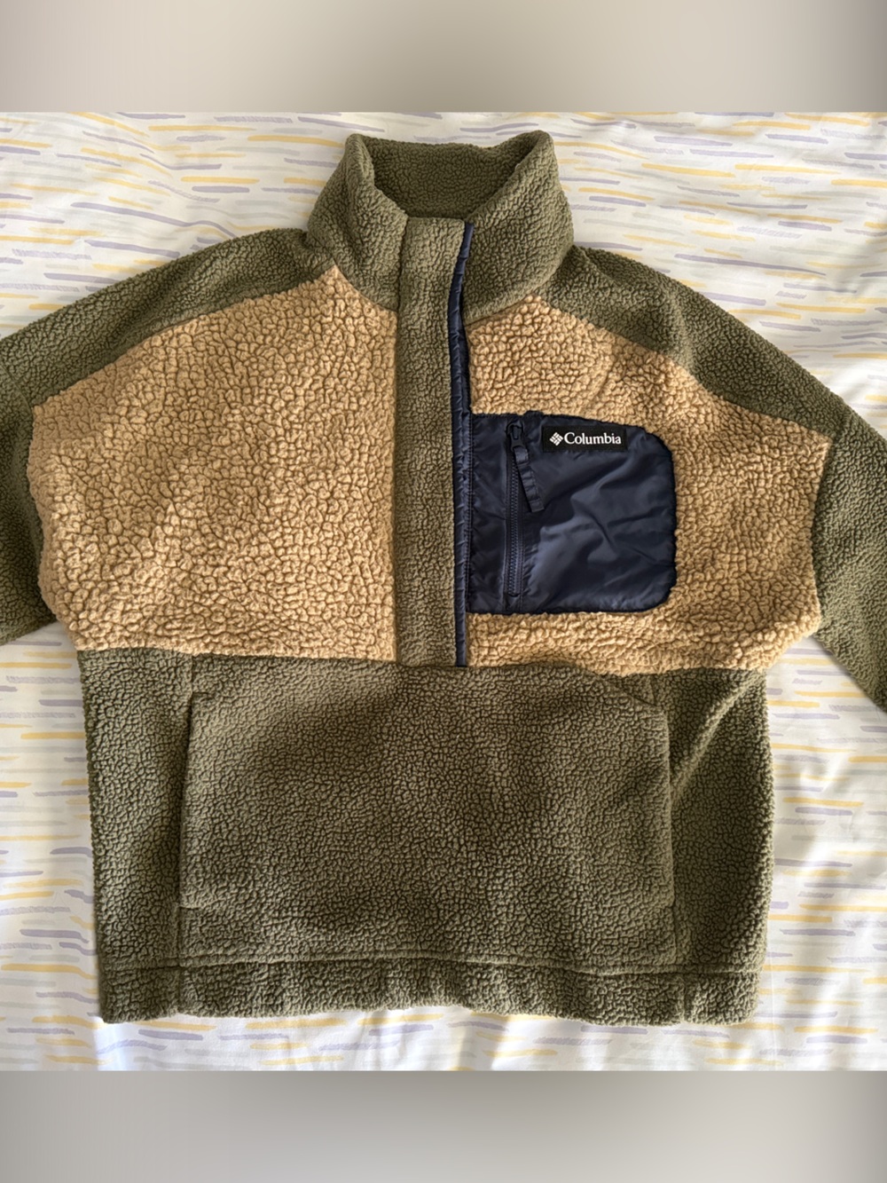 Columbia Lodge Sherpa 1/2 Snap Fleece Pullover Stone Green Beach Camo S